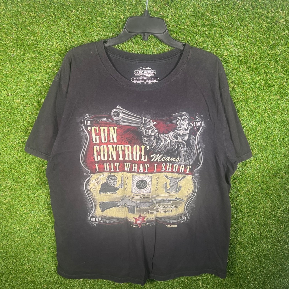 7.62 Design Mens XL Black Gun Control Graphic T-Shirt Patriots Men of Arms 4984